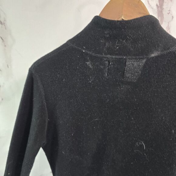 Title Nine Sweater Womens Small Black Merino Wool Mock Neck Full Zip Pockets - Picture 6 of 12